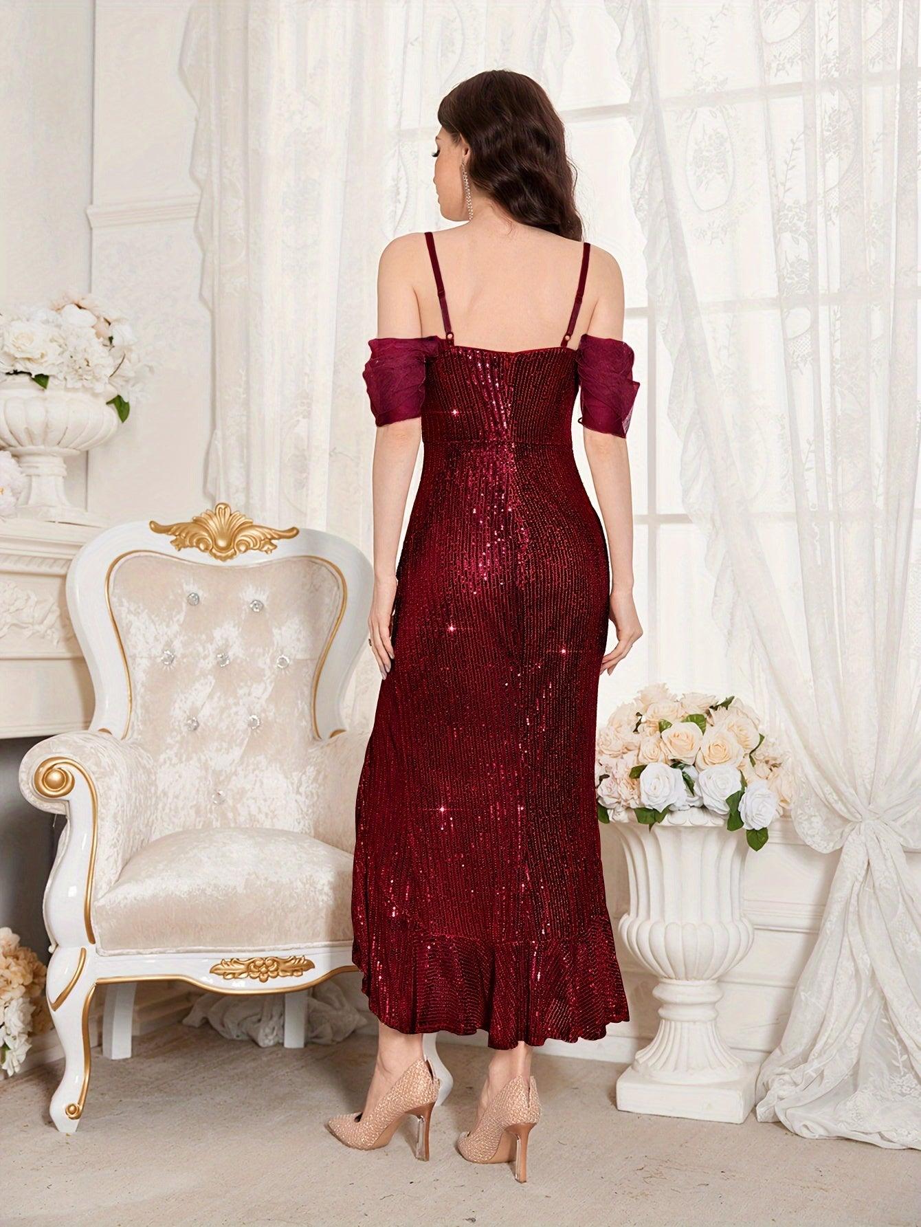 Vestido de festa com lantejoulas