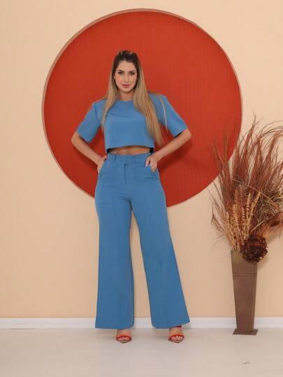 Conjunto de Alfaiataria Manga Curta – Estilo e Conforto em Uma Só Peça