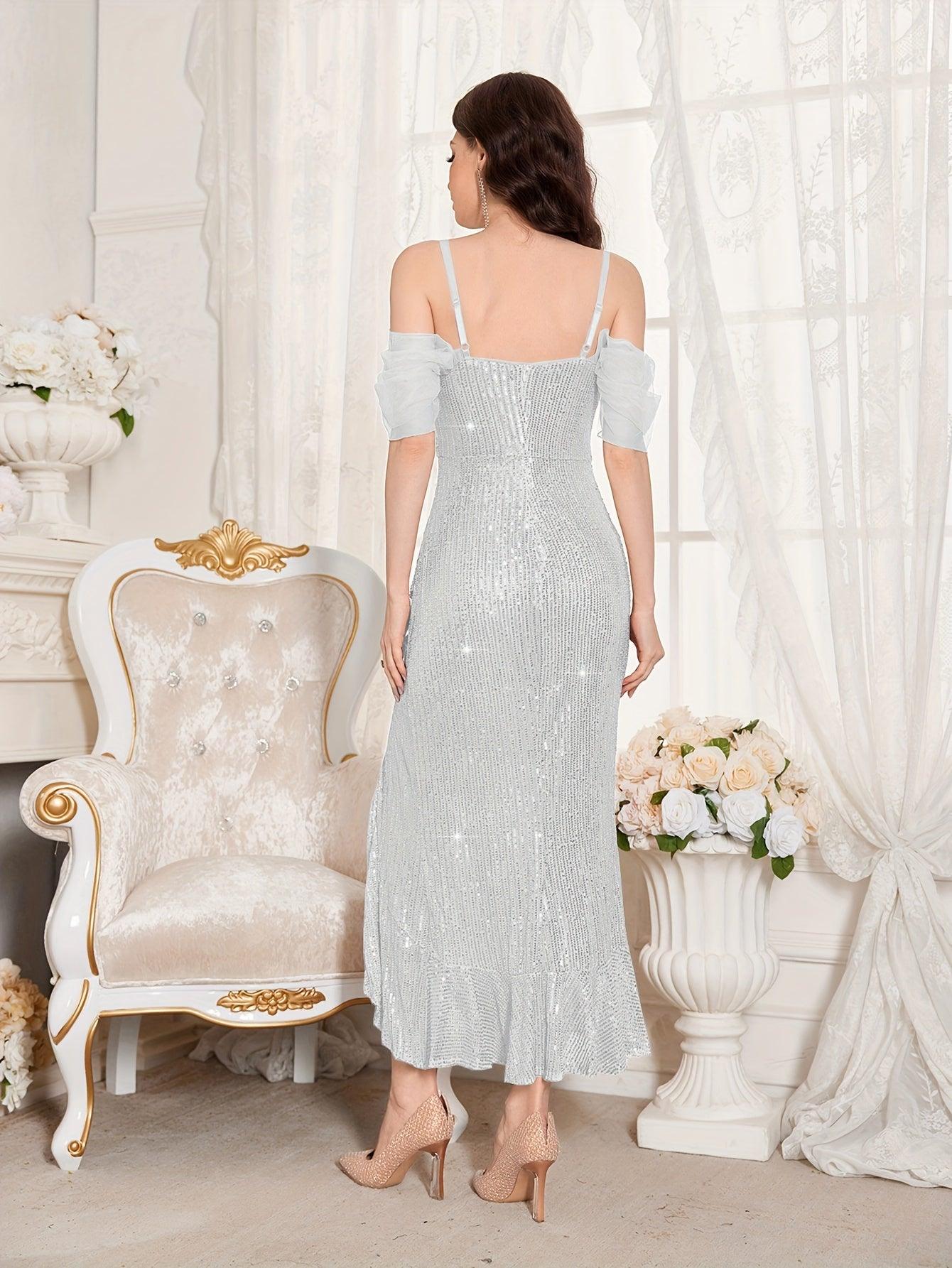 Vestido de festa com lantejoulas