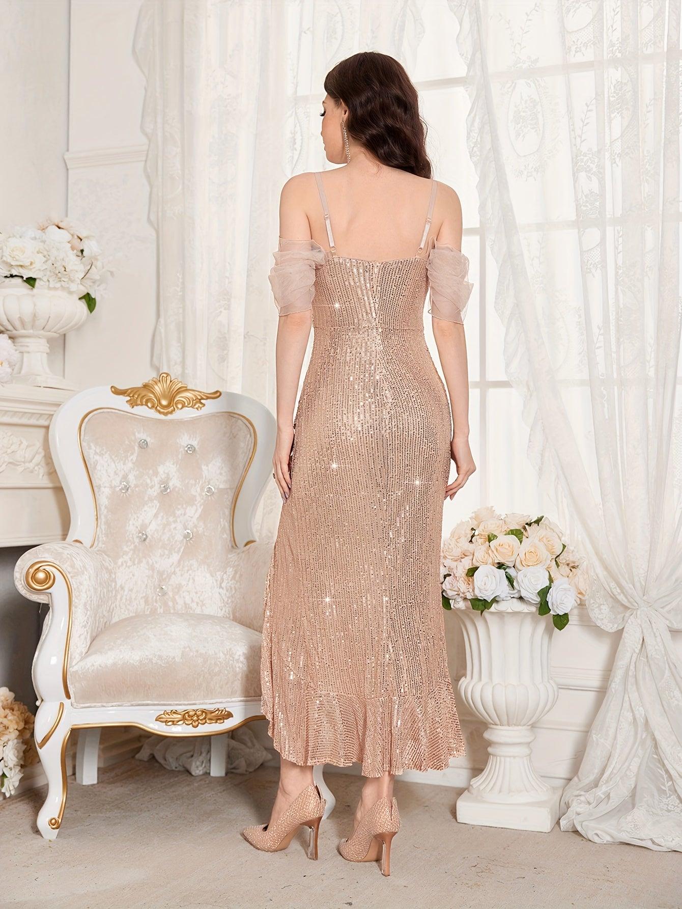 Vestido de festa com lantejoulas