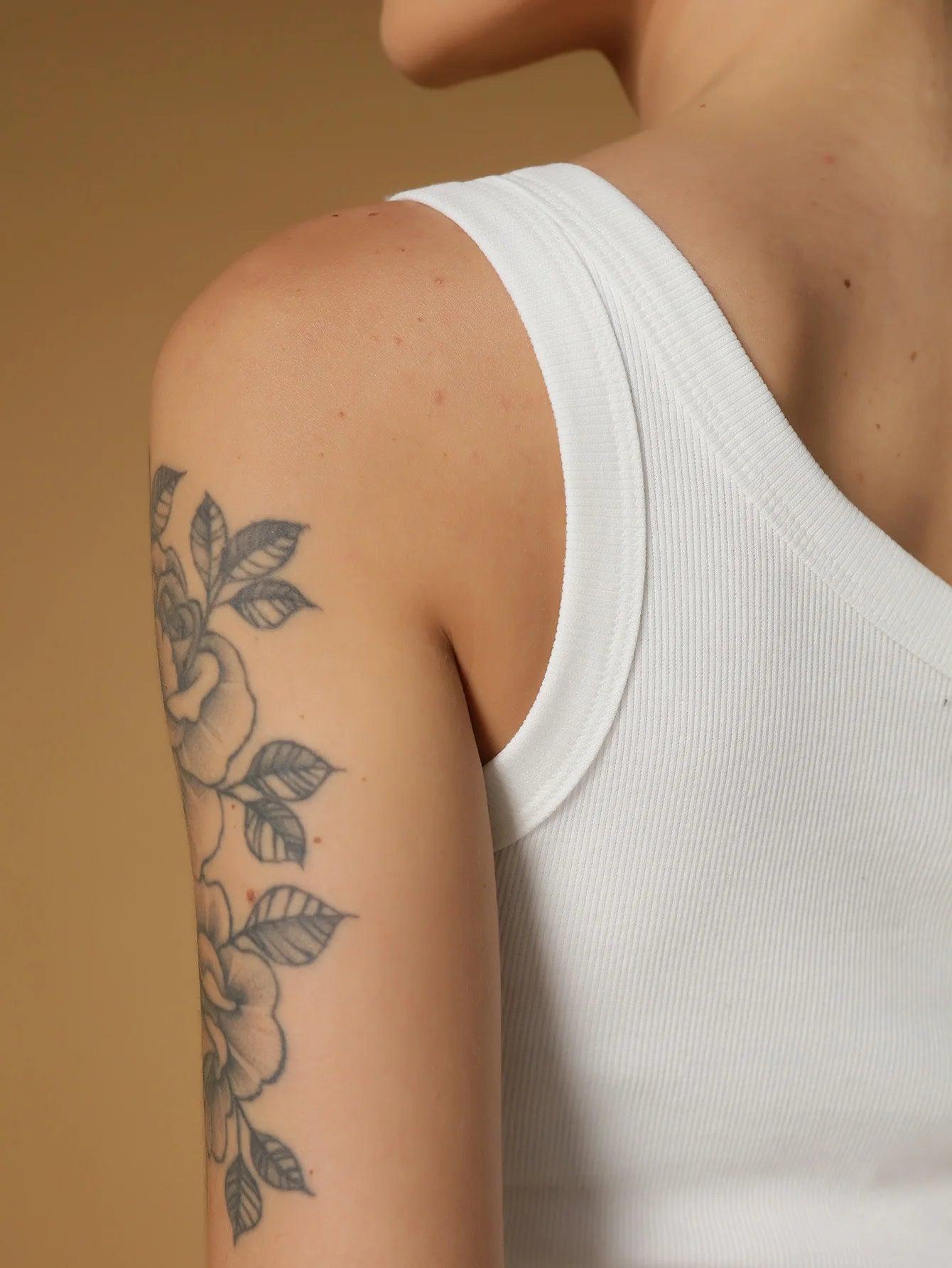 Blusa Cropped Feminina de Alça Larga Assimétrica, Ombro Único, Versátil para o Verão
