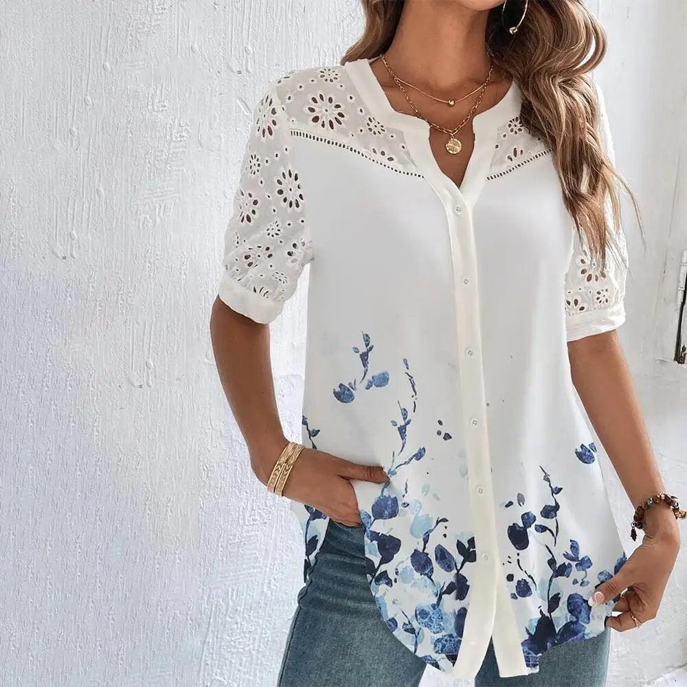 Blusa Verão Com Detalhe Em Renda