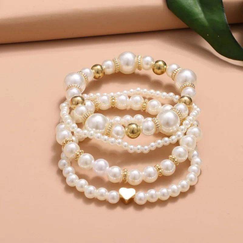 Conjunto de Pulseiras de Pérolas