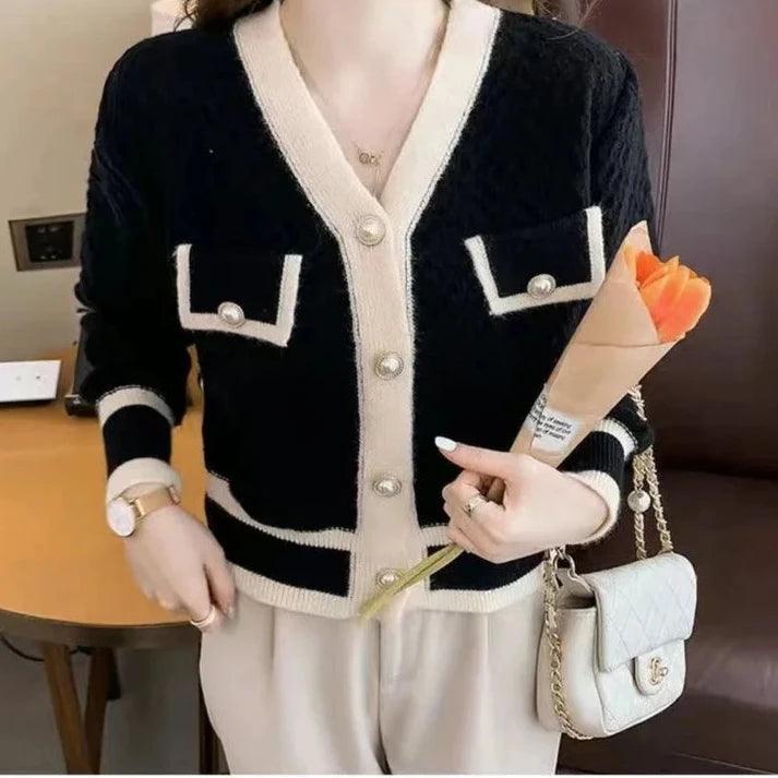 Casaco Cardigan Manga Comprida Decote em V