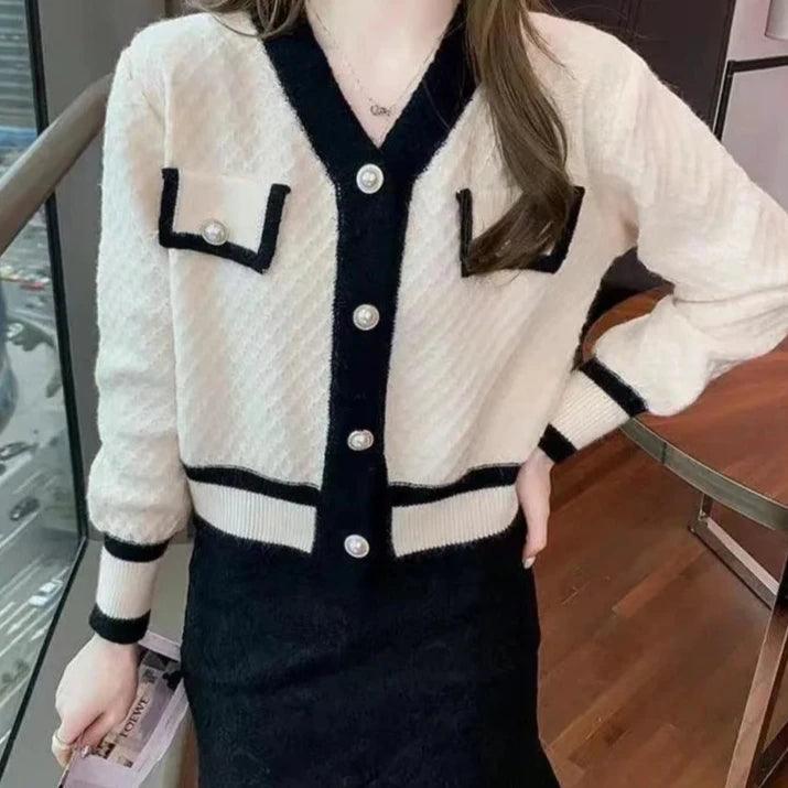 Casaco Cardigan Manga Comprida Decote em V