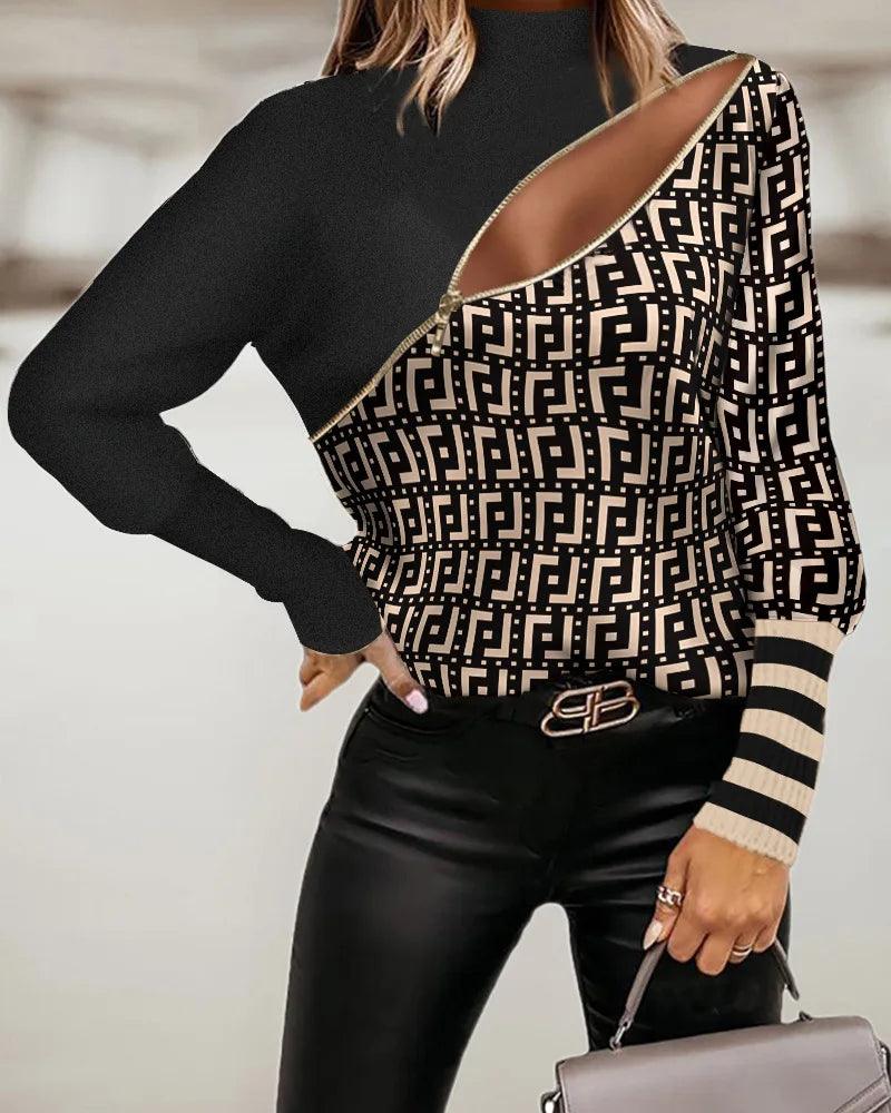 Blusa de Manga Longa com Zíper