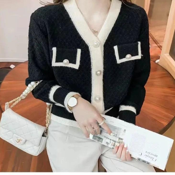 Casaco Cardigan Manga Comprida Decote em V
