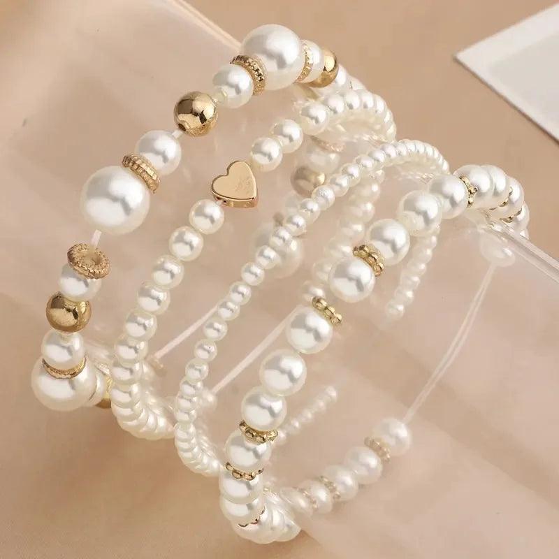 Conjunto de Pulseiras de Pérolas
