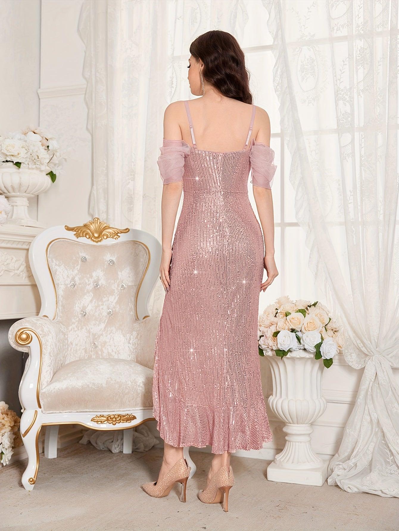Vestido de festa com lantejoulas